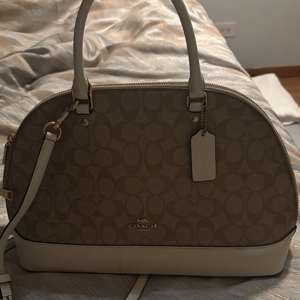 Coach Signature Tan and Cream Satchel